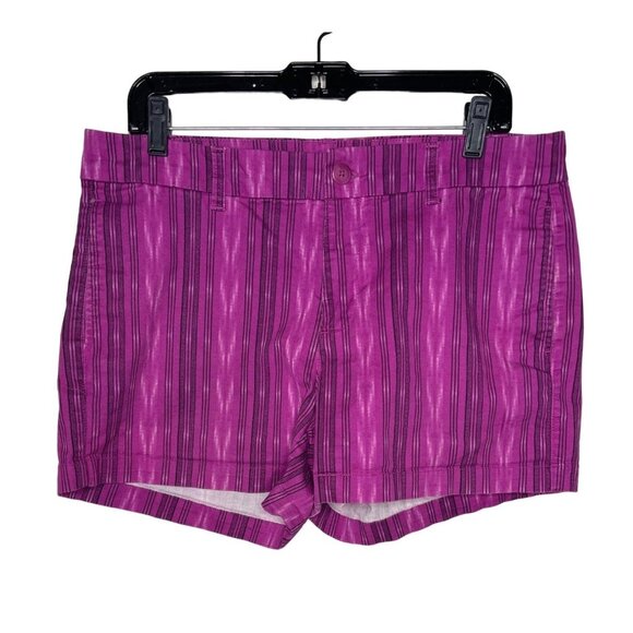Gap Shorts Womens Size 12 Large Chinos Stretch Purple Striped Summer Casual - Picture 1 of 12